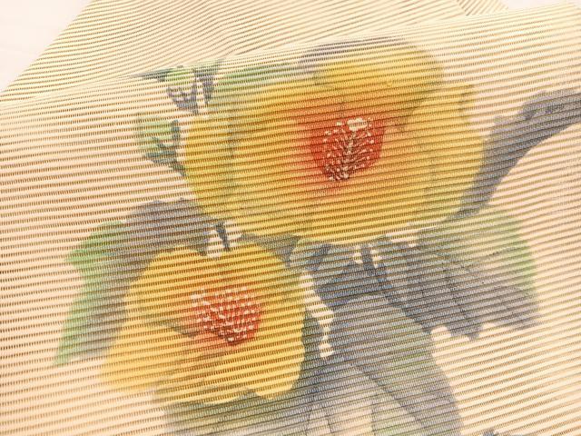 平和屋着物＊夏物　八寸名古屋帯　作家物　絽綴れ　枝花文　ろうけつ染め　正絹　逸品　未使用　BAAX7559hv