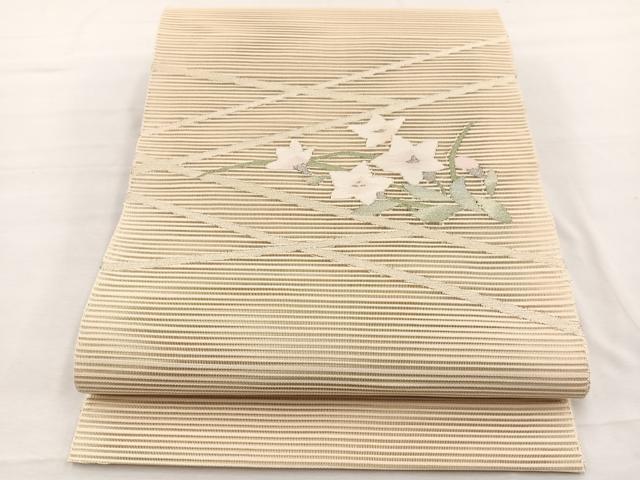 平和屋着物＊夏物　八寸名古屋帯　絽綴れ　桔梗　銀糸　正絹　逸品　BAAX7561hv