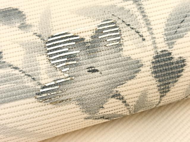 平和屋着物＊夏物　九寸名古屋帯　手描き　竹屋町刺繍　秋草文　銀糸　正絹　逸品　BAAX7564hv