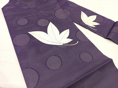 平和屋着物＊夏物　九寸名古屋帯　駒刺繍　楓　正絹　逸品　BAAX7566hv
