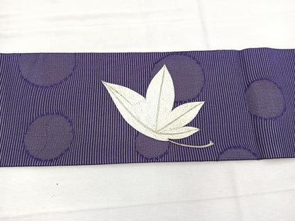 平和屋着物＊夏物　九寸名古屋帯　駒刺繍　楓　正絹　逸品　BAAX7566hv