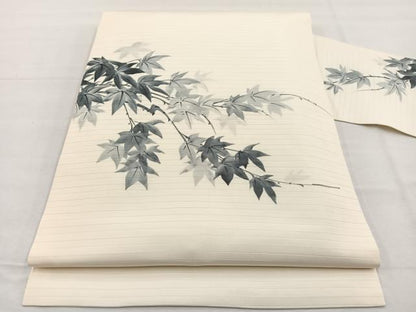 平和屋着物＊夏物　絽塩瀬　九寸名古屋帯　作家物　手描き　楓　正絹　逸品　BAAX7567hv