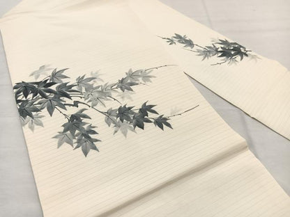 平和屋着物＊夏物　絽塩瀬　九寸名古屋帯　作家物　手描き　楓　正絹　逸品　BAAX7567hv
