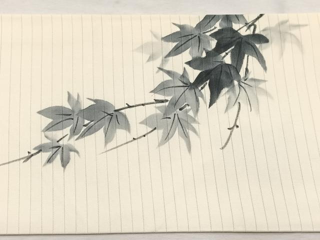 平和屋着物＊夏物　絽塩瀬　九寸名古屋帯　作家物　手描き　楓　正絹　逸品　BAAX7567hv