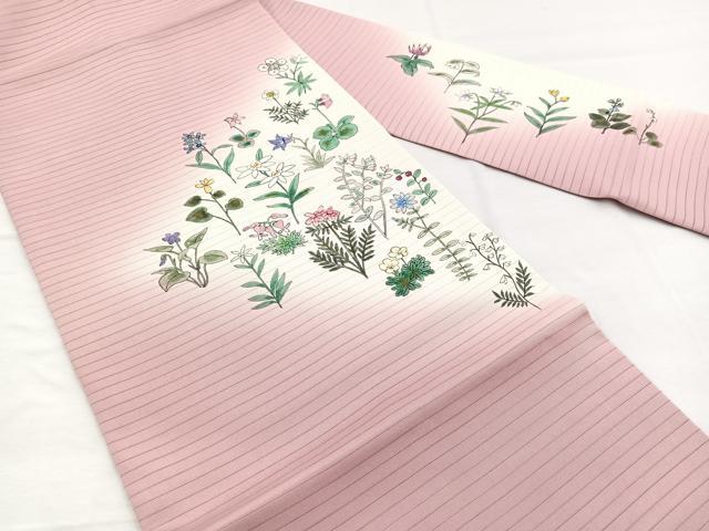 平和屋着物＊夏物　絽塩瀬　九寸名古屋帯　作家物　手描き　草花文　正絹　逸品　BAAX7569hv