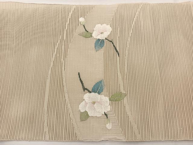 平和屋着物＊夏物　八寸名古屋帯　絽綴れ　地紙花文　金銀糸　正絹　逸品　未使用　BAAX7570hv