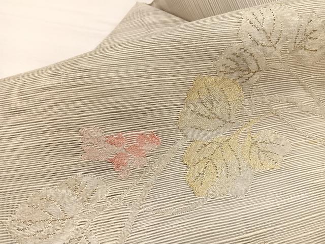 平和屋着物＊夏物　八寸名古屋帯　すくい織　草葉文　金銀糸　正絹　逸品　BAAX7574hv