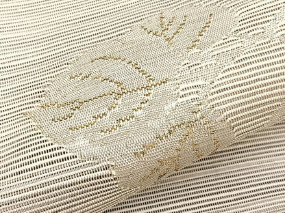 平和屋着物＊夏物　八寸名古屋帯　すくい織　草葉文　金銀糸　正絹　逸品　BAAX7574hv