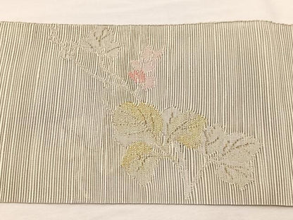 平和屋着物＊夏物　八寸名古屋帯　すくい織　草葉文　金銀糸　正絹　逸品　BAAX7574hv