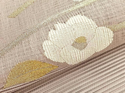 平和屋着物＊夏物　八寸名古屋帯　絽綴れ　椿　金銀糸　正絹　逸品　BAAX7575hv