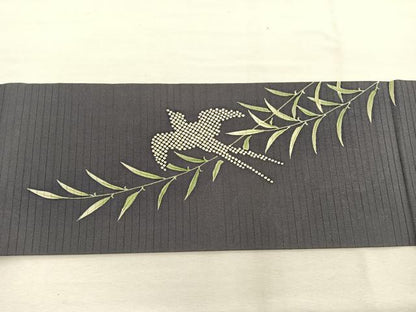 平和屋着物＊夏物　絽塩瀬　九寸名古屋帯　駒刺繍　立波飛鳥文　正絹　逸品　BAAX7578hv