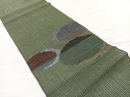 平和屋着物＊夏物　八寸名古屋帯　幾何学文様　正絹　逸品　BAAX7579hv