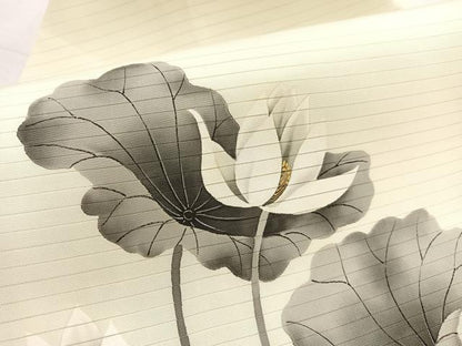 平和屋着物＊夏物　絽塩瀬　九寸名古屋帯　作家物　手描き　蓮の花　金彩　正絹　逸品　BAAX7585hv