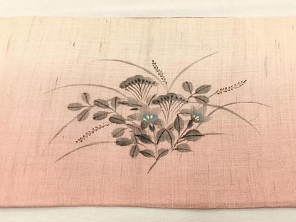 平和屋着物＊夏物　九寸名古屋帯　作家物　手描き　桔梗　金彩　麻　逸品　BAAX7591hv