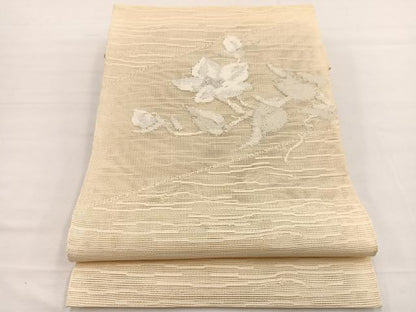 平和屋着物＊夏物　八寸名古屋帯　桔梗　銀糸　正絹　逸品　BAAX7592hv