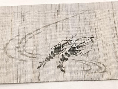平和屋着物＊夏物　九寸名古屋帯　手描き　海老　麻　逸品　BAAX7593hv