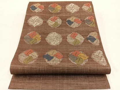 平和屋着物＊夏物　九寸開き名古屋帯　花丸文　正絹　逸品　BAAX7596hv