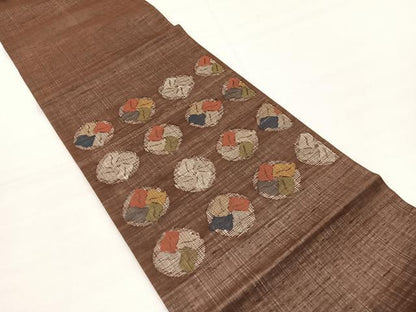 平和屋着物＊夏物　九寸開き名古屋帯　花丸文　正絹　逸品　BAAX7596hv