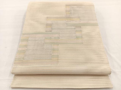 平和屋着物＊夏物　八寸名古屋帯　絽綴れ　色紙重ね　正絹　逸品　BAAX7599hv