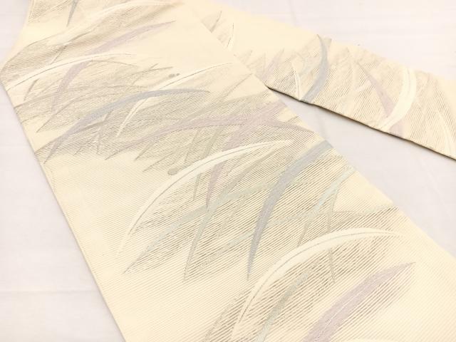 平和屋着物＊夏物　九寸名古屋帯　露芝文　銀糸　正絹　逸品　BAAX7601hv