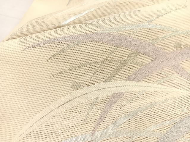 平和屋着物＊夏物　九寸名古屋帯　露芝文　銀糸　正絹　逸品　BAAX7601hv