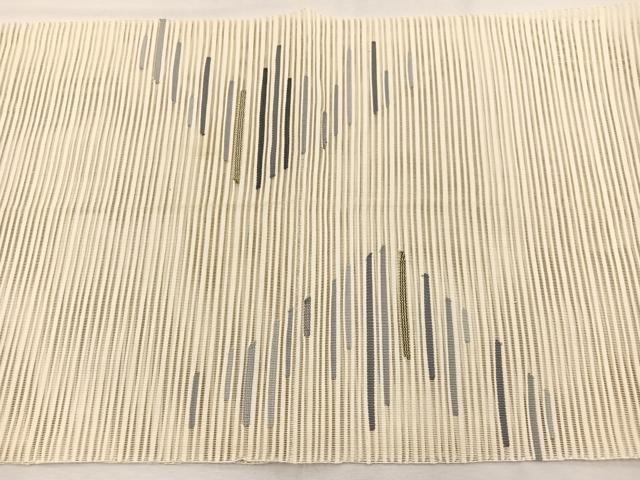 平和屋着物＊夏物　八寸名古屋帯　作家物　絽綴れ　幾何学文様　金銀糸　正絹　逸品　BAAX7602hv
