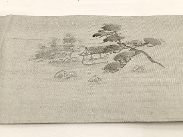 平和屋着物＊夏物　九寸名古屋帯　作家物　手描き　風景文　正絹　逸品　BAAX7603hv