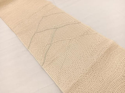 平和屋着物＊夏物　八寸名古屋帯　変わり菱文　銀糸　正絹　逸品　BAAX7608hv