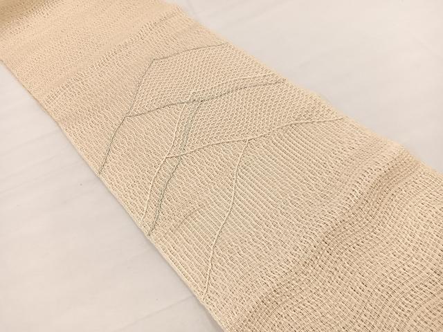 平和屋着物＊夏物　八寸名古屋帯　変わり菱文　銀糸　正絹　逸品　BAAX7608hv