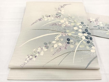 平和屋着物＊夏物　絽塩瀬　九寸名古屋帯　作家物　秋草文　正絹　逸品　BAAX7609hv