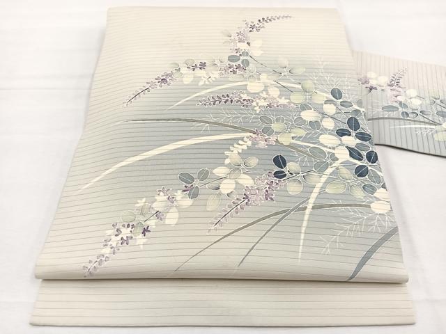 平和屋着物＊夏物　絽塩瀬　九寸名古屋帯　作家物　秋草文　正絹　逸品　BAAX7609hv