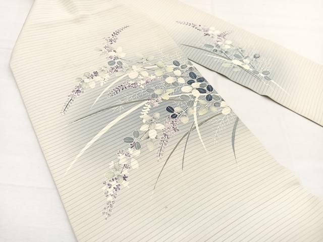 平和屋着物＊夏物　絽塩瀬　九寸名古屋帯　作家物　秋草文　正絹　逸品　BAAX7609hv