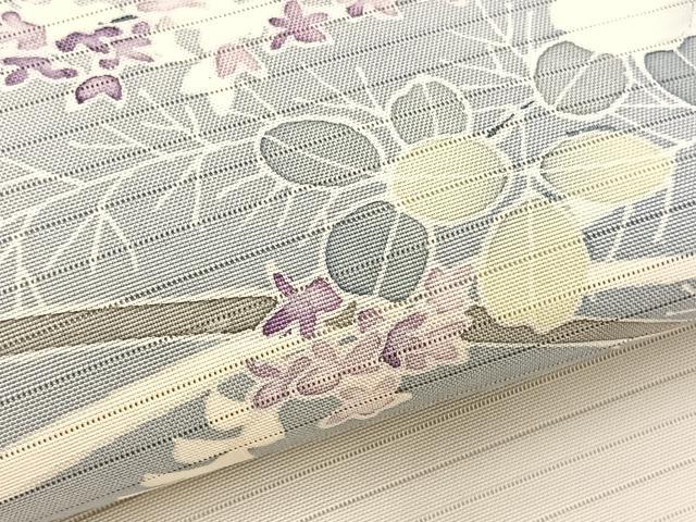 平和屋着物＊夏物　絽塩瀬　九寸名古屋帯　作家物　秋草文　正絹　逸品　BAAX7609hv