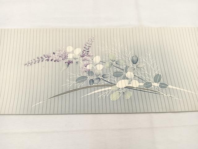 平和屋着物＊夏物　絽塩瀬　九寸名古屋帯　作家物　秋草文　正絹　逸品　BAAX7609hv