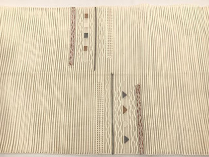 平和屋着物＊夏物　八寸名古屋帯　絽綴れ　横段文　金糸　正絹　逸品　BAAX7614hv