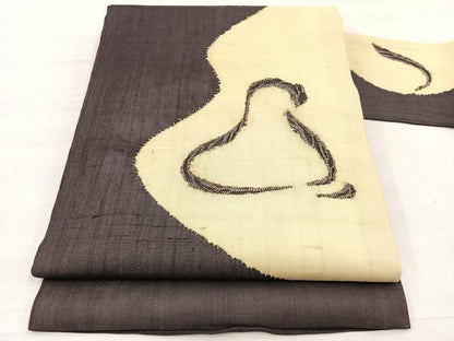 平和屋着物＊夏物　九寸名古屋帯　抽象文様　正絹　逸品　BAAX7615hv
