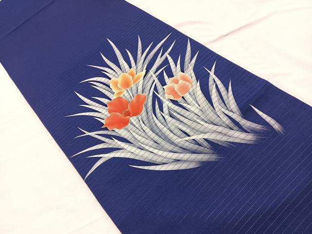 平和屋着物＊夏物　絽塩瀬　太鼓柄袋帯　草花文　正絹　逸品　BAAX7619hv