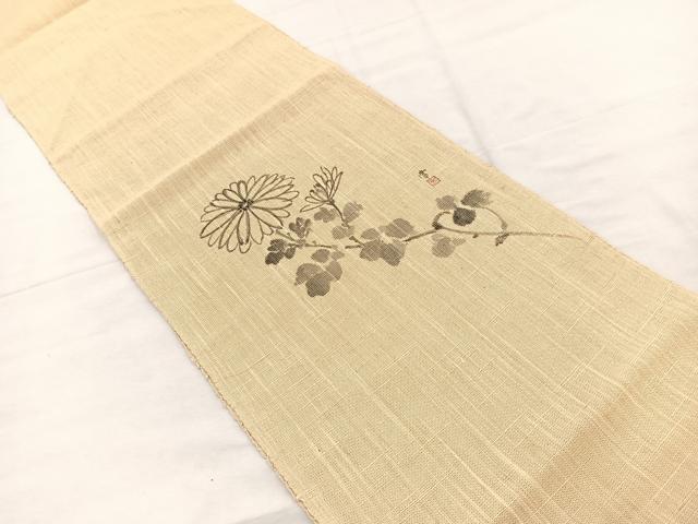 平和屋着物＊夏物　八寸名古屋帯　作家物　手描き　菊　BAAX7620hv