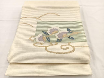 平和屋着物＊夏物　八寸名古屋帯　絽綴れ　流水花文　金銀糸　正絹　逸品　BAAX7621hv
