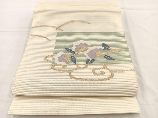 平和屋着物＊夏物　八寸名古屋帯　絽綴れ　流水花文　金銀糸　正絹　逸品　BAAX7621hv
