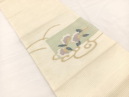 平和屋着物＊夏物　八寸名古屋帯　絽綴れ　流水花文　金銀糸　正絹　逸品　BAAX7621hv
