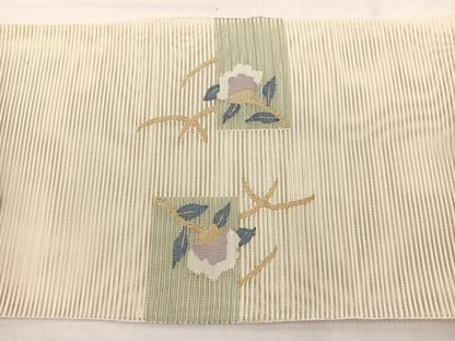 平和屋着物＊夏物　八寸名古屋帯　絽綴れ　流水花文　金銀糸　正絹　逸品　BAAX7621hv