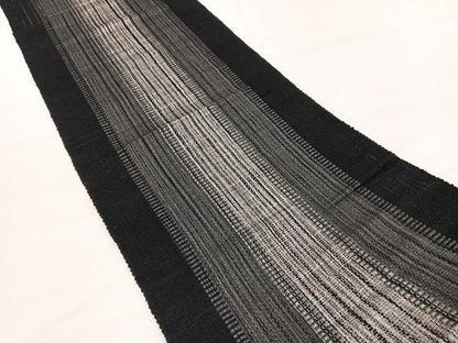 平和屋着物＊夏物　八寸名古屋帯　間道　黒地　正絹　逸品　BAAX7622hv