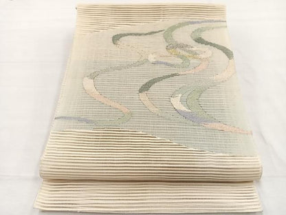 平和屋着物＊夏物　八寸名古屋帯　絽綴れ　流水文様　金銀糸　正絹　逸品　BAAX7623hv