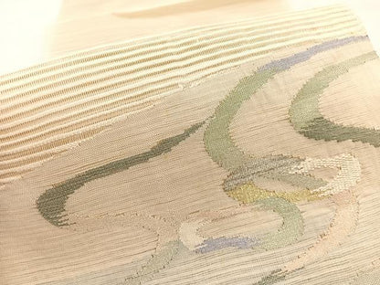 平和屋着物＊夏物　八寸名古屋帯　絽綴れ　流水文様　金銀糸　正絹　逸品　BAAX7623hv
