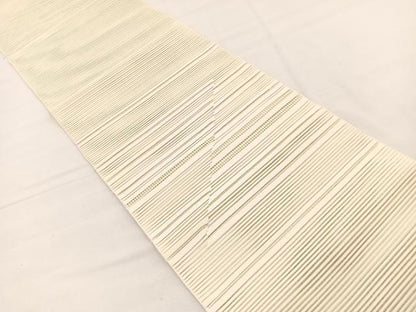 平和屋着物＊夏物　八寸名古屋帯　絽綴れ　横段文　鳥の子色　正絹　逸品　BAAX7625hv
