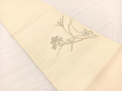 平和屋着物＊夏物　九寸開き名古屋帯　桔梗　銀彩　正絹　逸品　BAAX7626hv