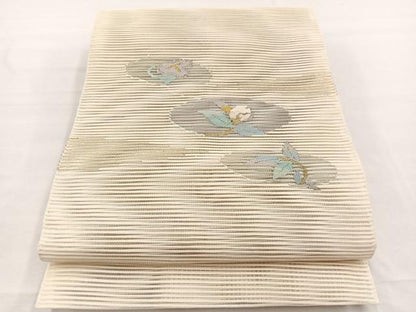 平和屋着物＊夏物　八寸名古屋帯　絽綴れ　草花文　金銀糸　正絹　逸品　BAAX7632hv