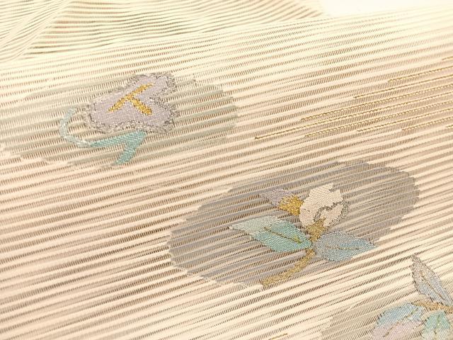 平和屋着物＊夏物　八寸名古屋帯　絽綴れ　草花文　金銀糸　正絹　逸品　BAAX7632hv