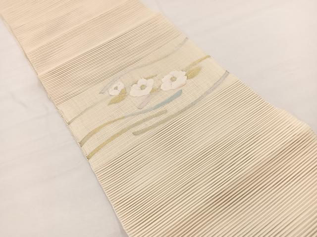 平和屋着物＊夏物　八寸名古屋帯　絽綴れ　椿　金銀糸　正絹　逸品　BAAX7634hv